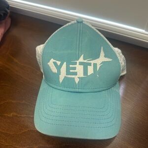 Yeti Teal and White Logo Trucker Hat